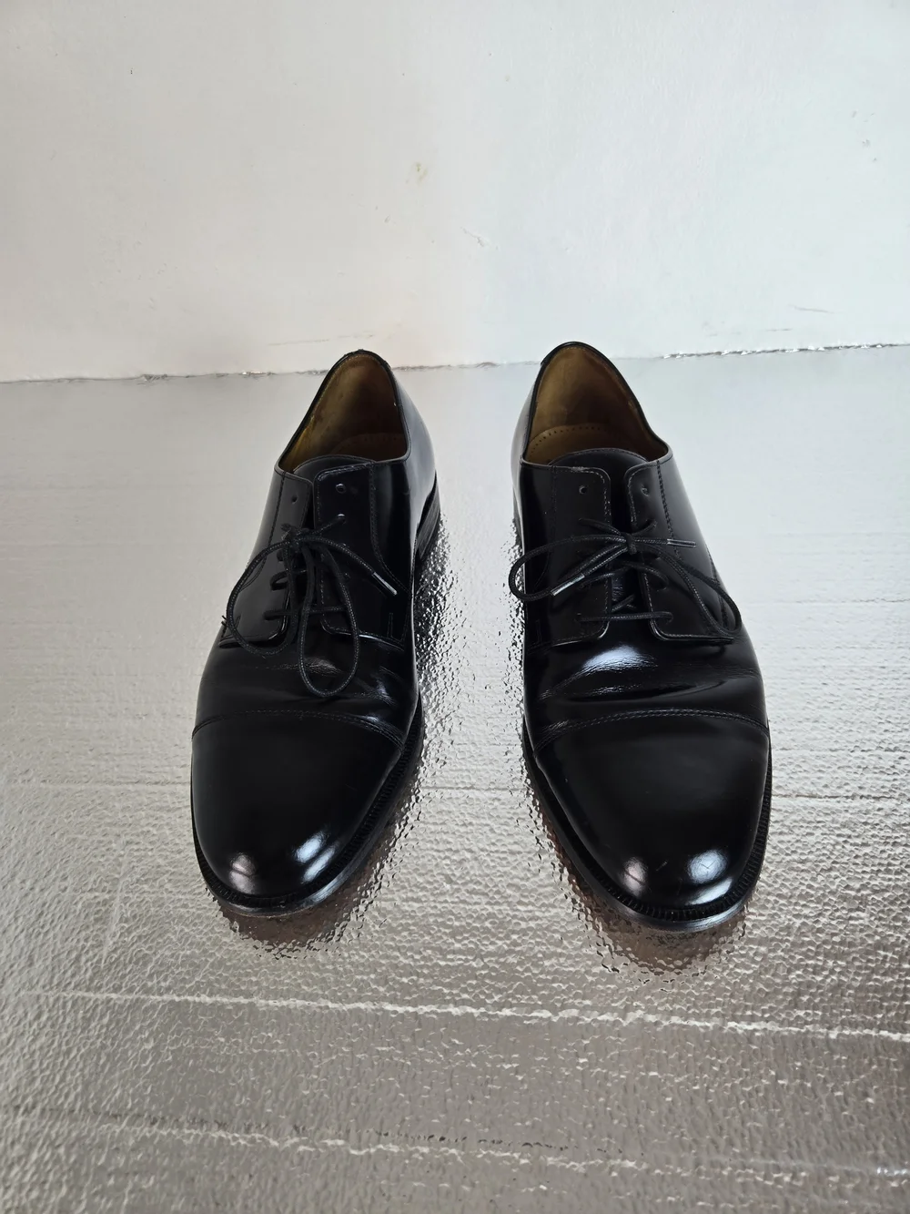 Cole Haan Black Leather Cap-Toe Derby Oxfords